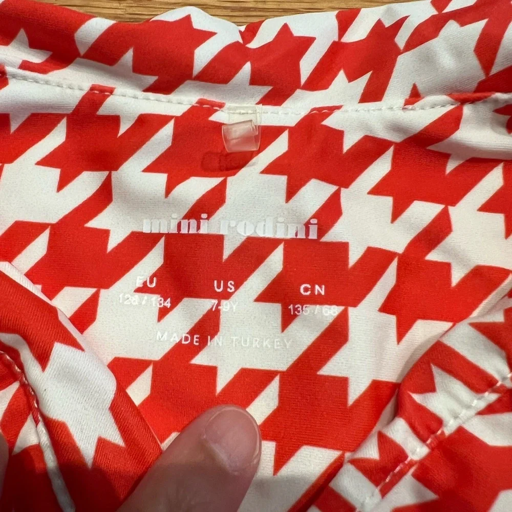 Red houndstooth rashguard sailor top with a horse size 128-134 (7-9yo) - Picture 8 of 8